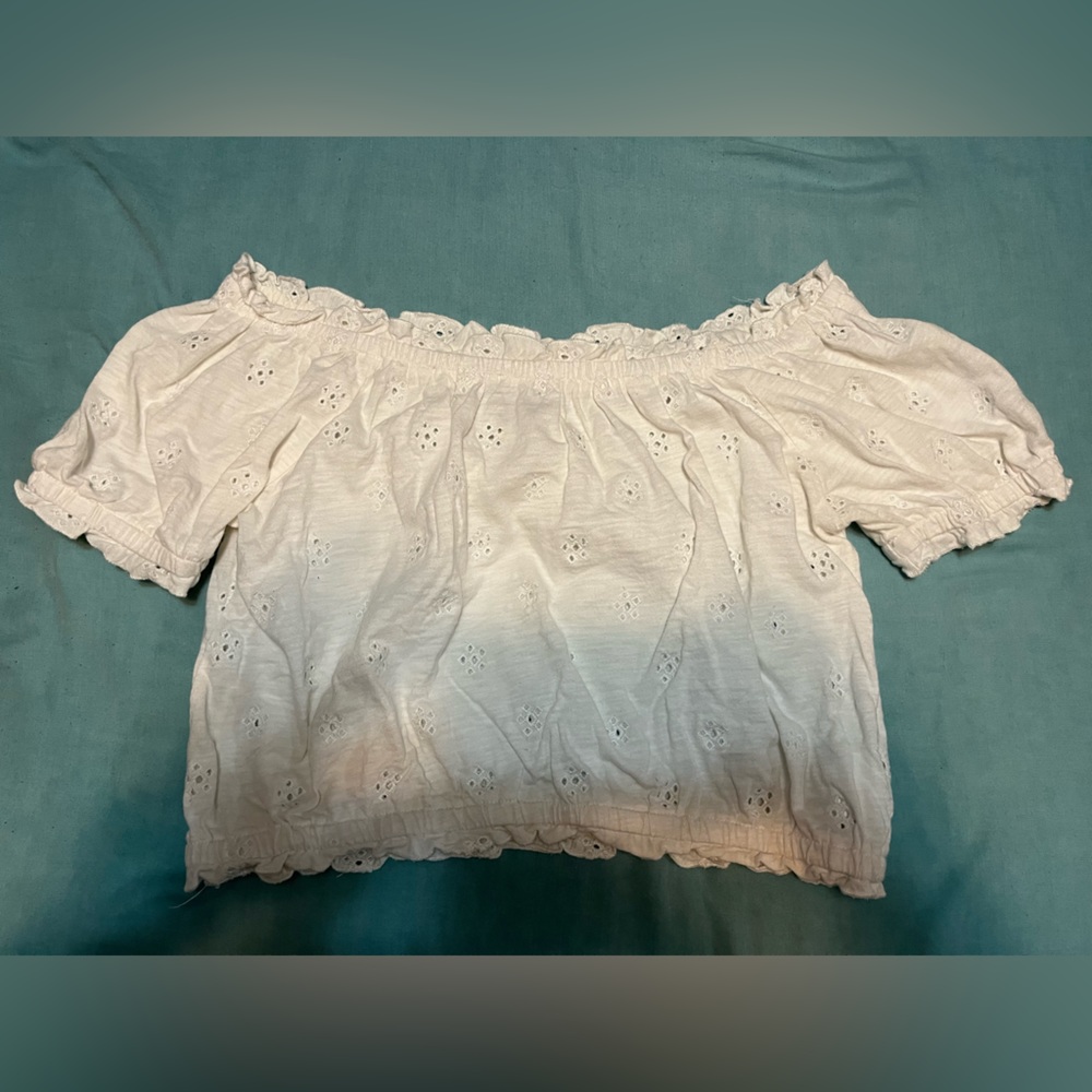 White off the shoulders crop top size small